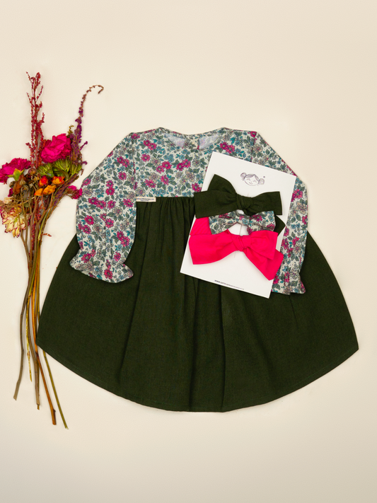 VESTIDO GARDENIA | FLORA VERDE COMBINADO
